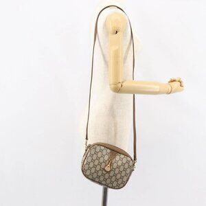 GUCCI GG Plus Supreme Shoulder Bag PVC Beige Gold Auth ka292